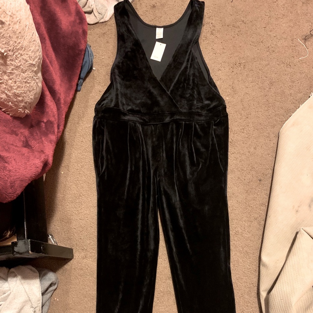 A velvet black jumpsuit